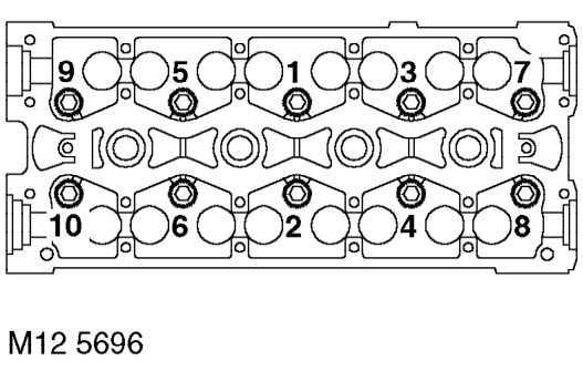 Carefully enter cylinder head bolts, DO NOT DROP. Screw bolts into place by hand.