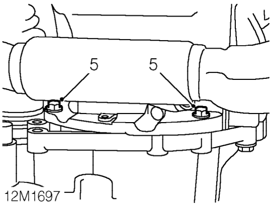 Oil sump – Remove nut and bolt securing engine rear mount to engine.