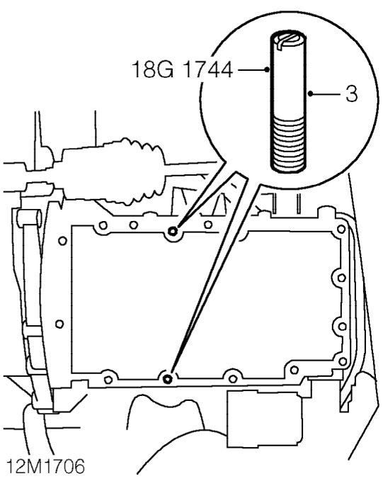 Apply sealant from kit, Part No. GUG 705963GM to sump joint face and spread to an even fil