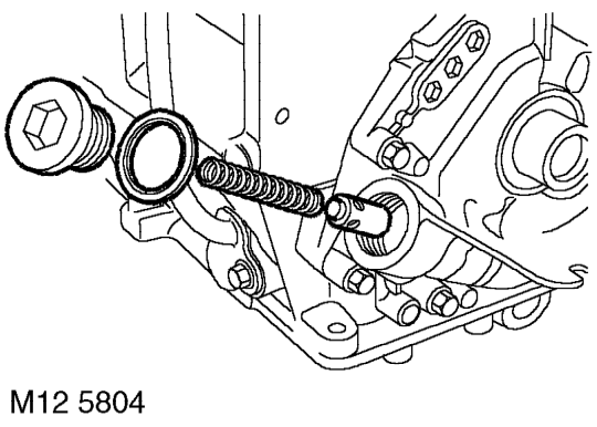 Oil pressure relief valve – Remove fixings securing closing panel and remove panel.