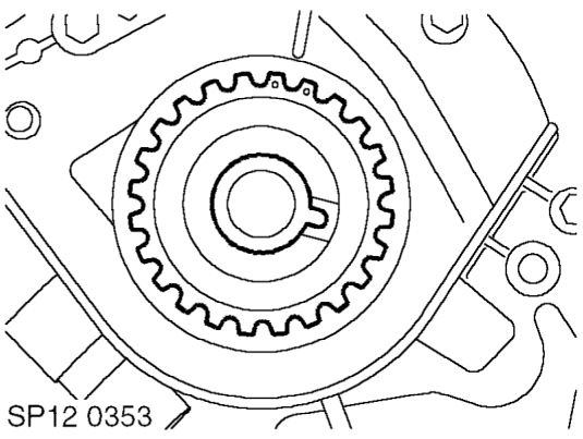 With care, release camshaft timing belt from gears and remove camshaft timing belt.