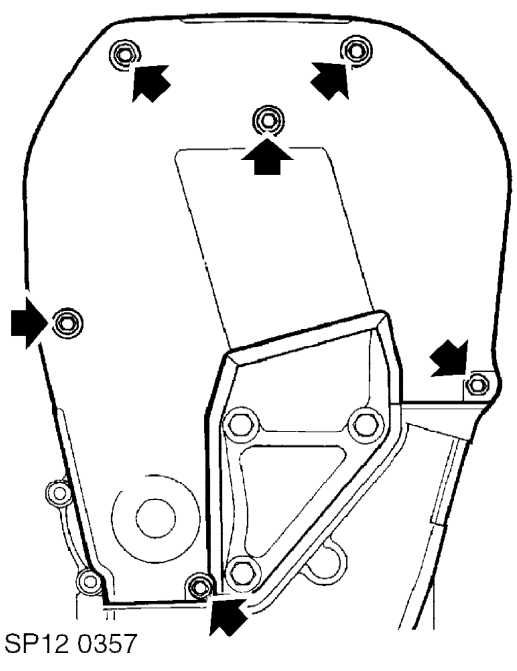 Timing belt upper front cover – Remove engine cover. See this section.