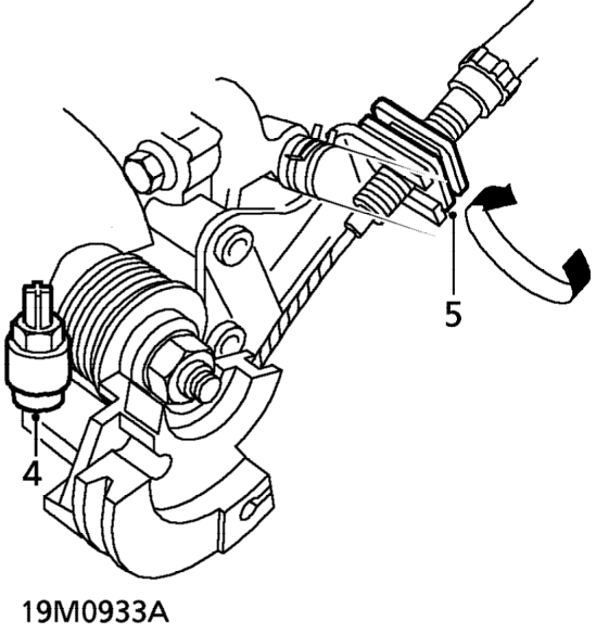 Throttle cable – Position outer cable to abutment bracket so that adjusting nut is in contact with top of a
