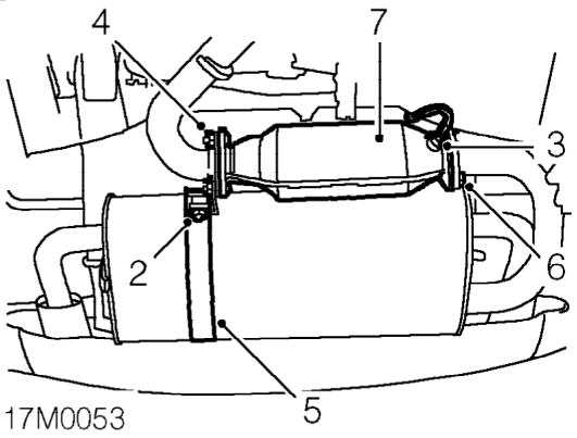 Catalytic converter – Raise rear of vehicle.