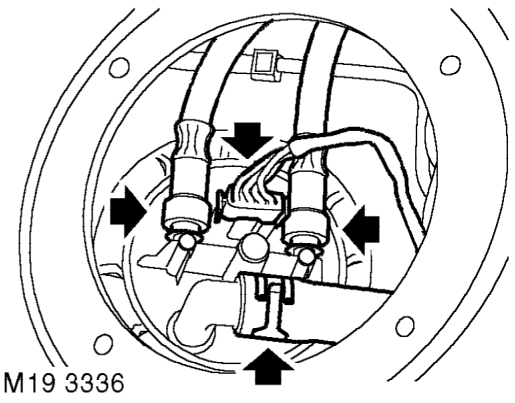 Fuel pump – Remove 4 bolts securing fuel pump access cover to body and remove cover.