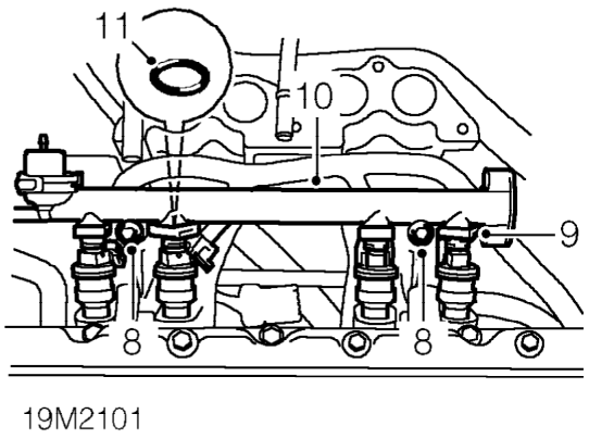 Fuel rail - vvc – Remove and discard ’O’ ring.