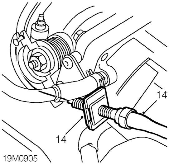 Release cable from floorpan crossmember.