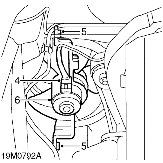 Engine compartment cooling fan – 3. Models with A/C: Remove alternator. See ELECTRICAL, Repairs.