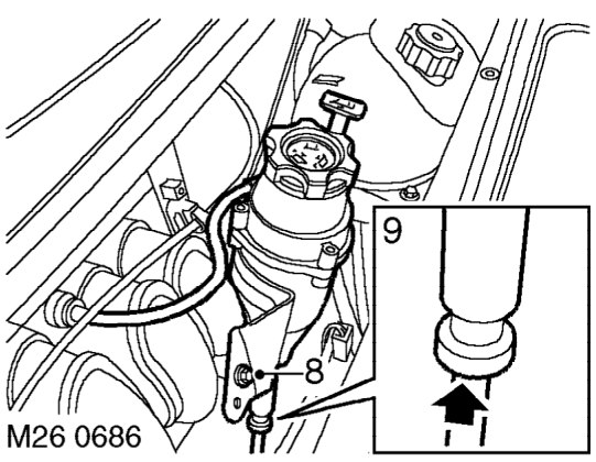 Thermostat - mpi – Remove engine compartment access panel. See BODY, Exterior fittings.