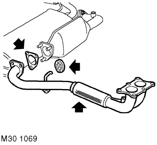 Front pipe – Remove clamp from silencer.