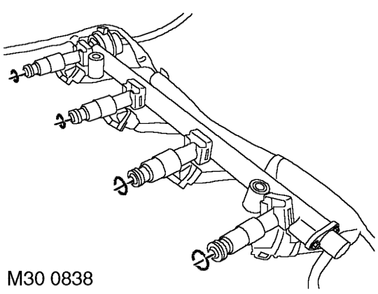 Remove fuel rail complete with injectors pressure regulator and harness.