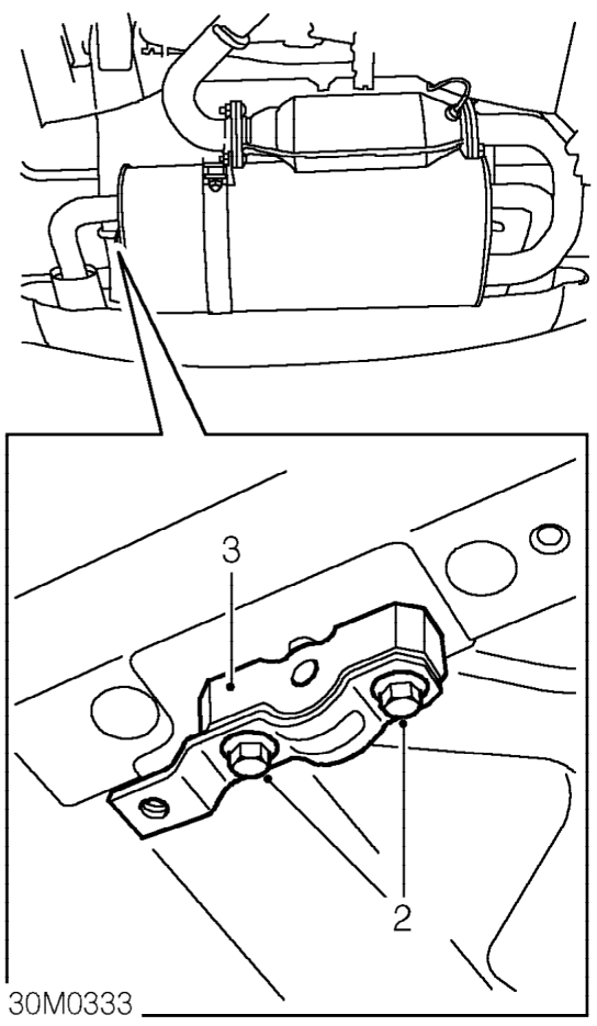 Exhaust mountings – Remove silencer heat shield. See this section.