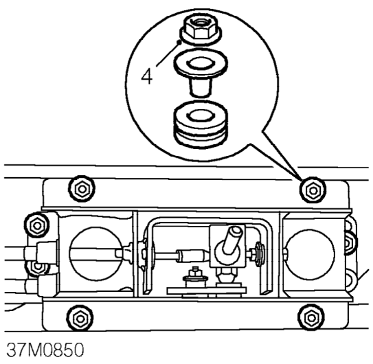 Gear lever – Remove 4 T x 30 Torx bolts securing SRS DCU bracket to tunnel, position bracket aside.