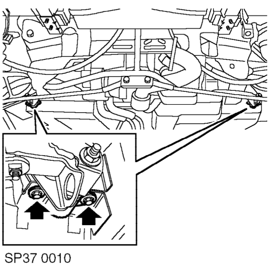 Gear change cable – Place support jack underneath engine sump and support engine weight.
