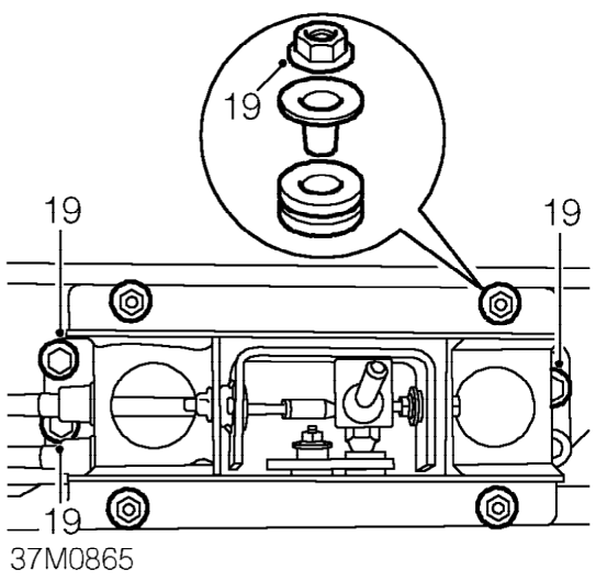 Remove 4 Torx bolts securing SRS DCU bracket to tunnel, position bracket aside.
