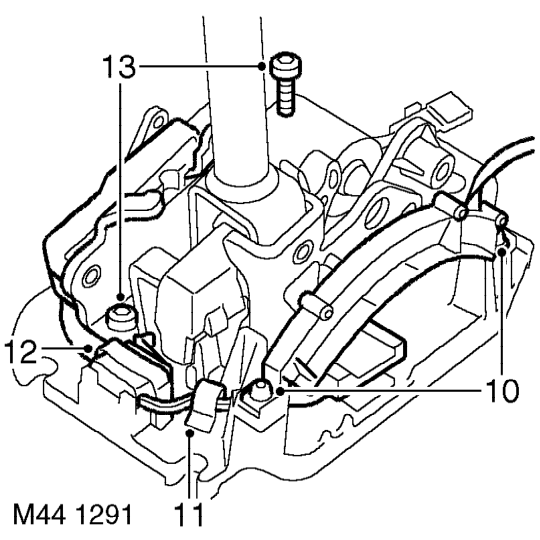 Remove 3 nuts and bolts securing gear lever to support bracket and remove lever.