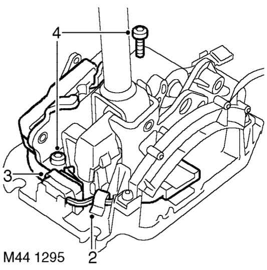 Microswitch - manual/sport and +/- switch – Remove gear lever assembly. See this section.