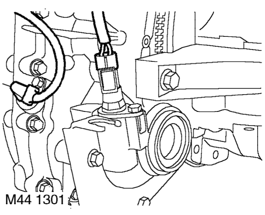 Remove 2 bolts securing flywheel rear cover to gearbox and remove cover.