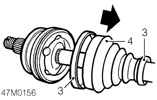Drive shaft outer joint – Place drive shaft in a vice.