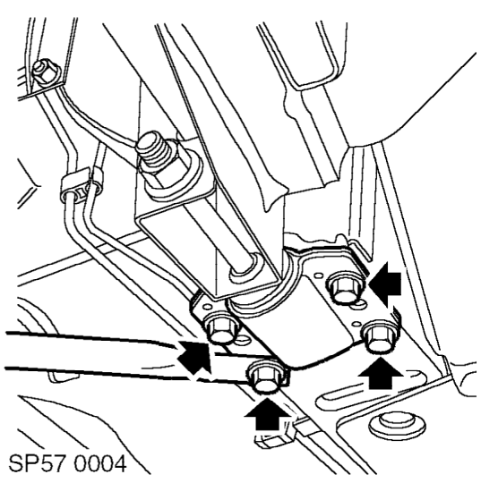 Rack &amp; pinion assembly – Support rear of front subframe on a jack.