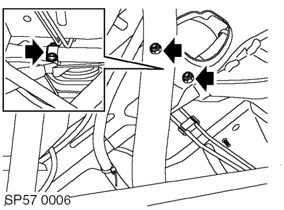 Remove nuts securing steering rack ’U’ bolt to subframe and remove ’U’ bolt.