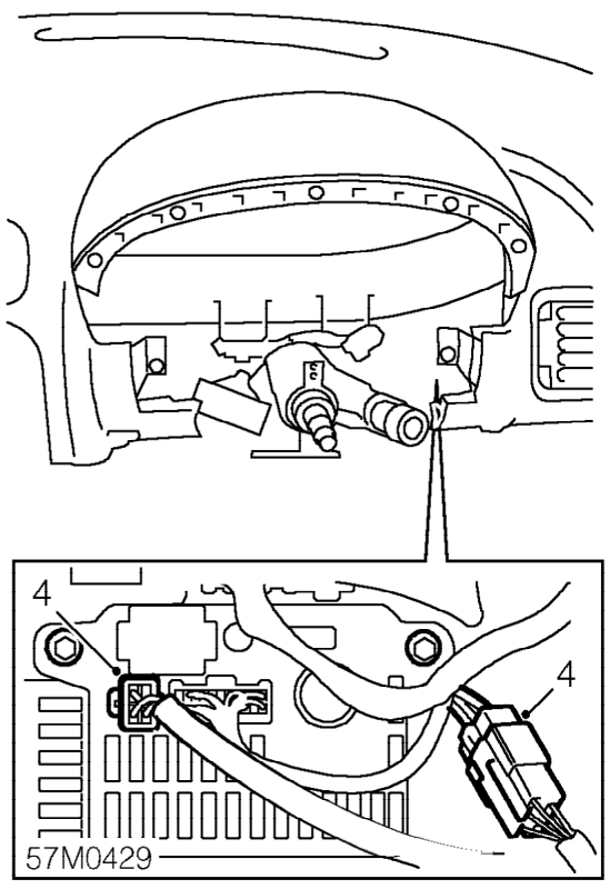 Steering column – Loosen 2 screws securing fuse box cover to fascia and remove fuse box cover.