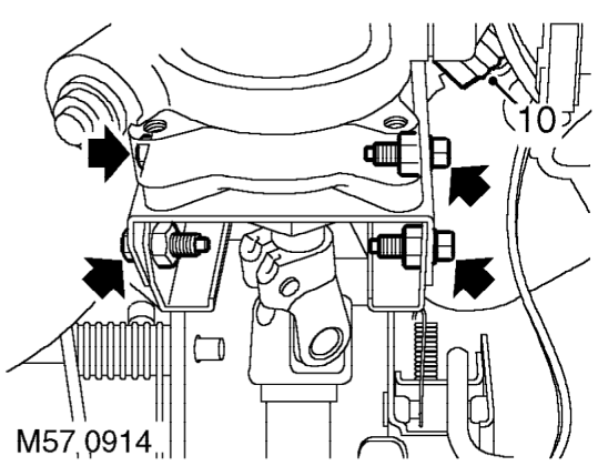 Remove 2 bolts securing upper steering column to fascia rail.