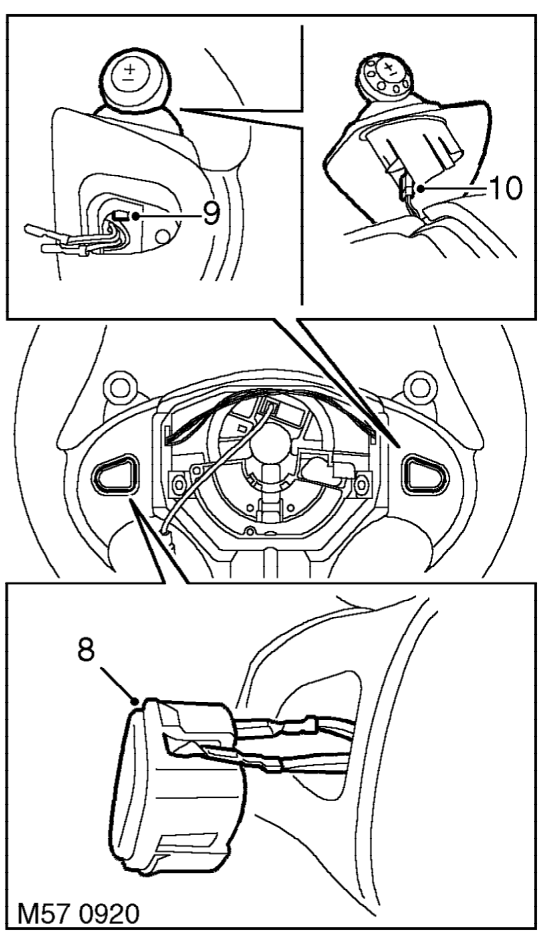 Steering wheel – Attach tape across edge of rotary coupler to retain correct setting and to prevent rotatio