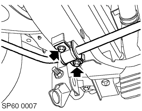 Anti-roll bar – Remove nuts and bolts securing anti-roll bar links to each lower suspension arm.