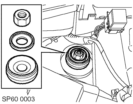 Damper - lh – Remove 2 bolts securing fuse box in luggage compartment, move fuse box aside.