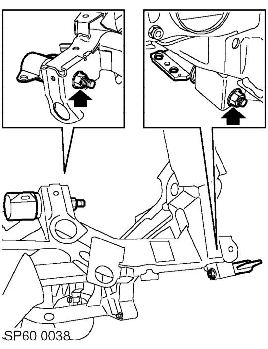 Remove 2 nuts and bolts and ’U’ bolt securing steering rack to subframe, remove steering r