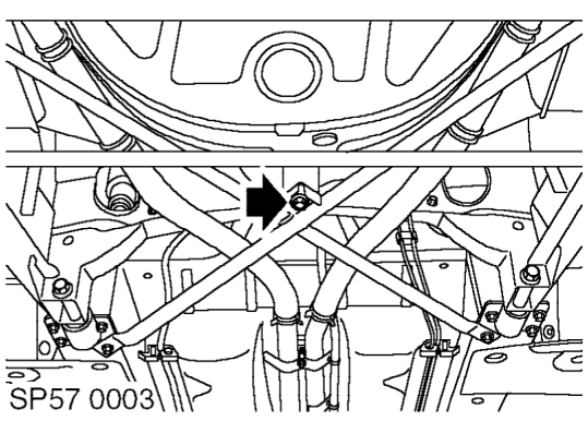 Mounting - front sub frame - rear – Raise front of vehicle and support on stand(s).