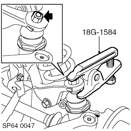 Remove bolt securing lower link to rear hub.