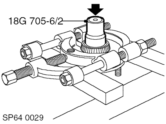 Position drive flange to press.