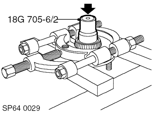 Fit a universal bearing splitter to bearing as shown.