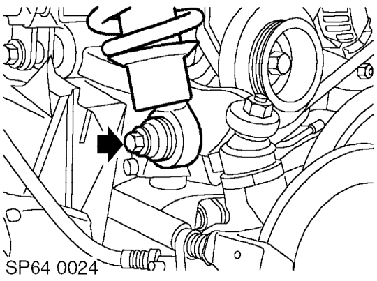 Remove nut from RH damper retaining bolt securing ABS lead support bracket and release bra