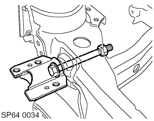 Remove nut and bolt securing front mounting to subframe and collect mounting.