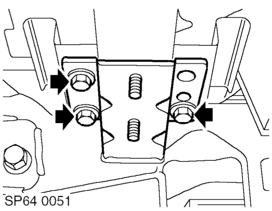 Rear sub frame - lh - rear mounting – Remove centre nut securing rear subframe mounting to subframe.