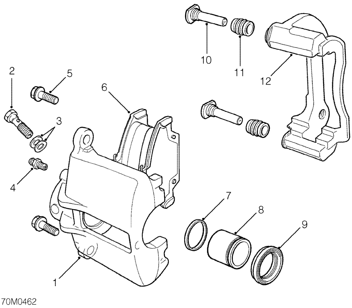 Front brake caliper components