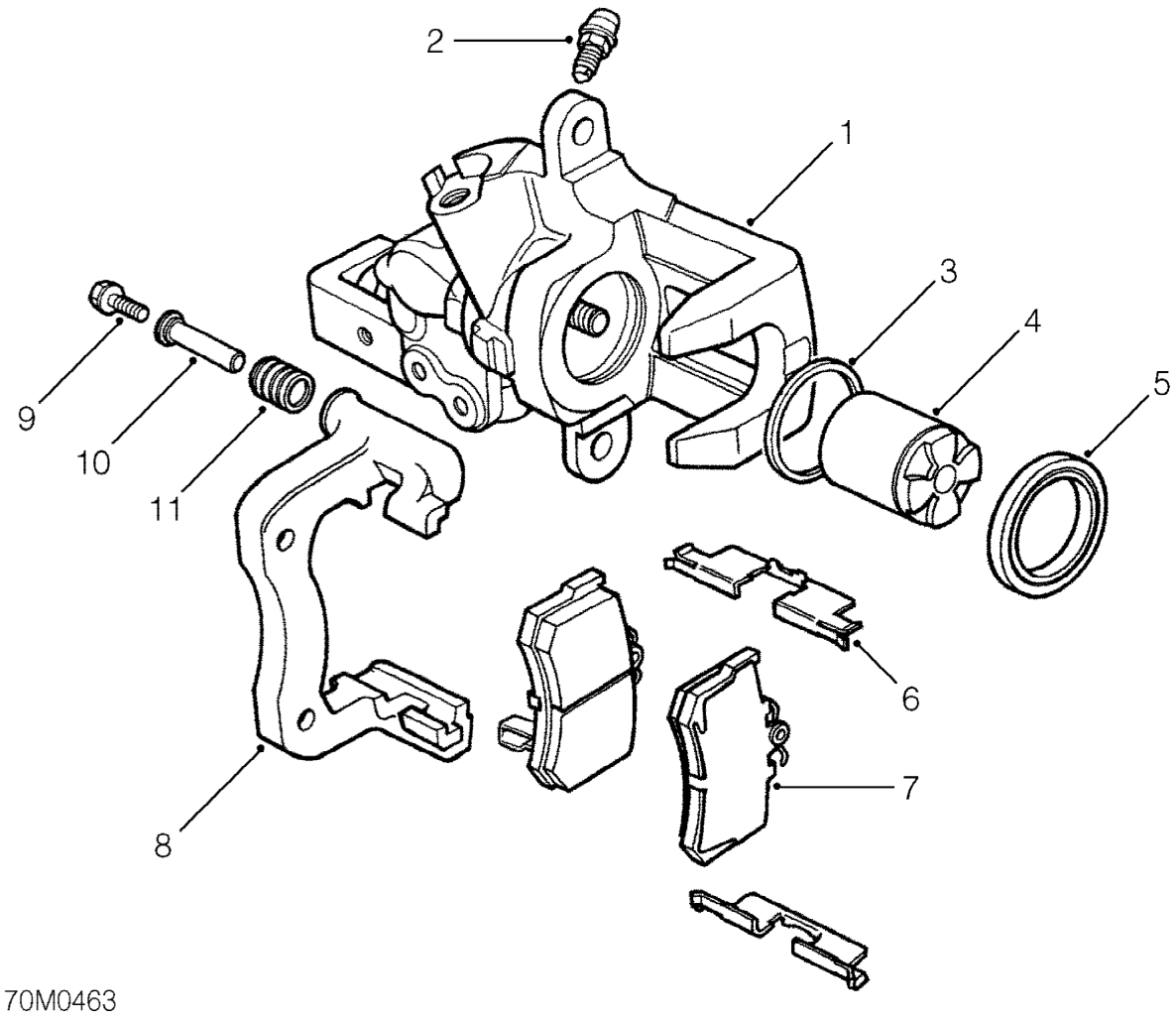 Rear brake caliper components