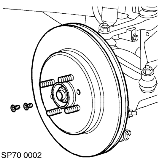 Front brake disc - sports – Remove caliper assembly from hub and tie aside.