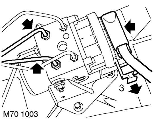 Abs hydraulic modulator – Position cloth under modulator to absorb brake fluid.