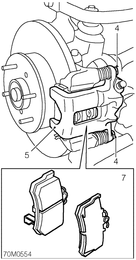 Brake pads - rear – Remove road wheel(s).