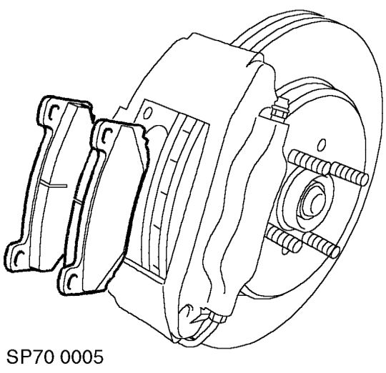 Brake caliper housing - front - sports – Using a parallel punch, drift out brake pad retaining pins and collect anti-squeal plate.