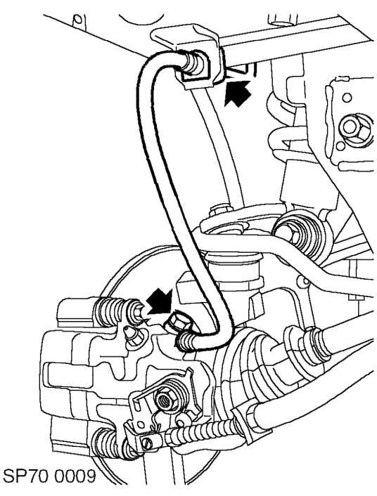 Hose - rear – Remove road wheel.