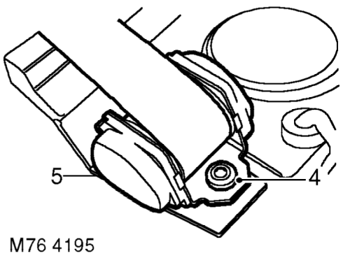 Seat belt – Remove hoodwell trim. See BODY, Interior trim components.