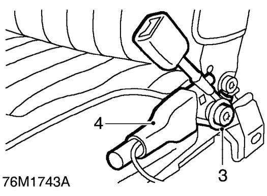 Seat belt pre-tensioner – Remove seat. See BODY, Interior trim components.