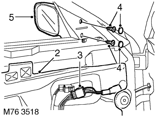 Mirror - exterior - electric – Remove front door casing. See this section.