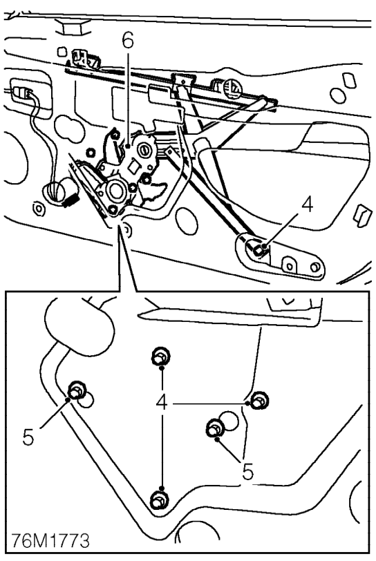 Door glass regulator – Disconnect multiplug from motor.