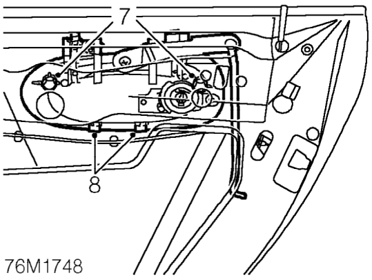 Outside handle – Driver’s side: release lock link rod from lock.